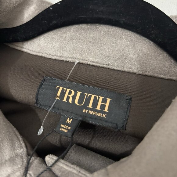 Truth By Republic Faux Leather Button Up Shirt Wet Clay Color Size Medium - Picture 6 of 10